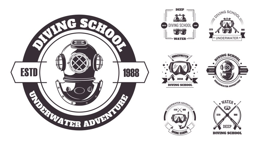 Diving school underwater adventure promo vector image