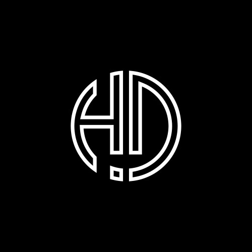 Hd monogram logo circle ribbon style outline vector image