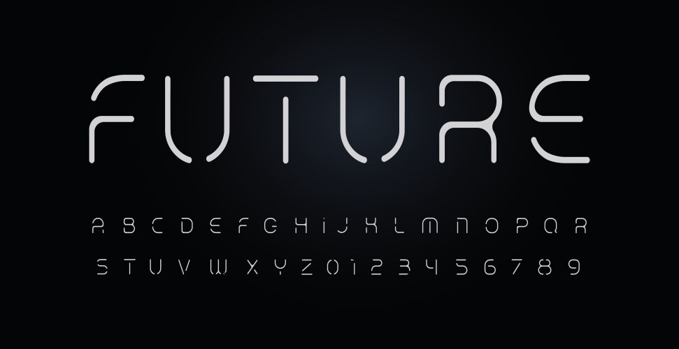 future stencil alphabet thin segment line font vector image