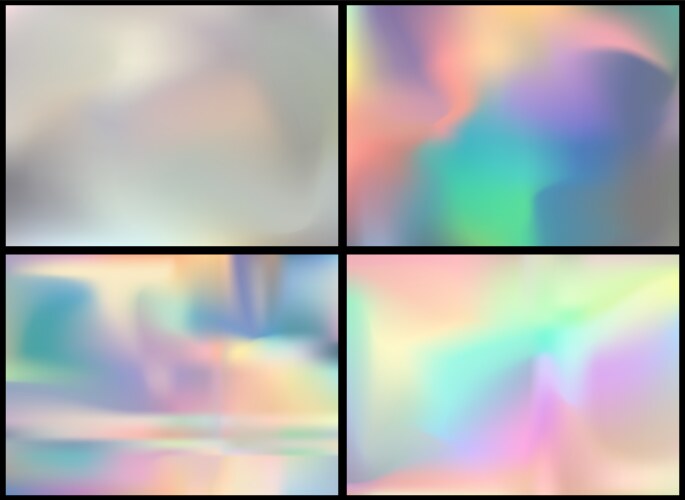 Collection of holographic textures mesh gradients vector image