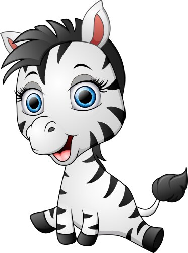 Cartoon cute zebra sitting vector image