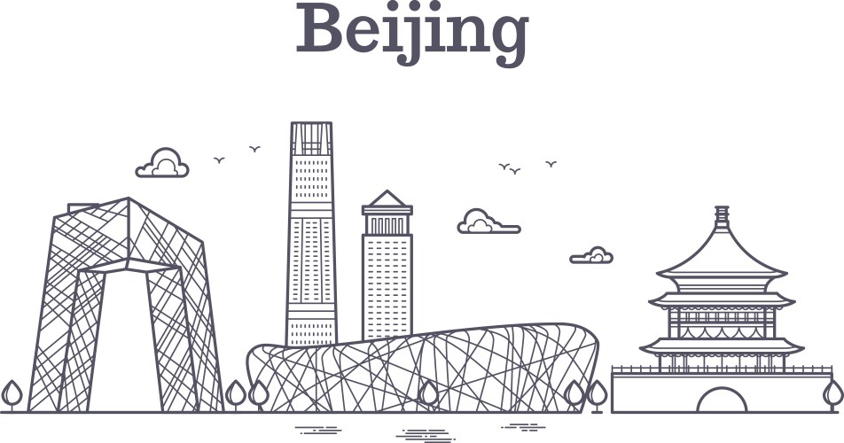 china beijing line panoramic skyline vector image