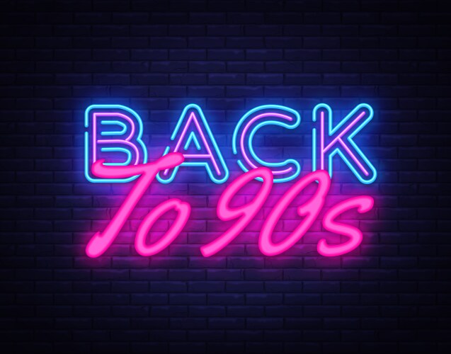 Back to 90s neon text retro vector image