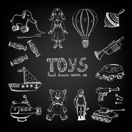 chalkboard cartoon toys vector image