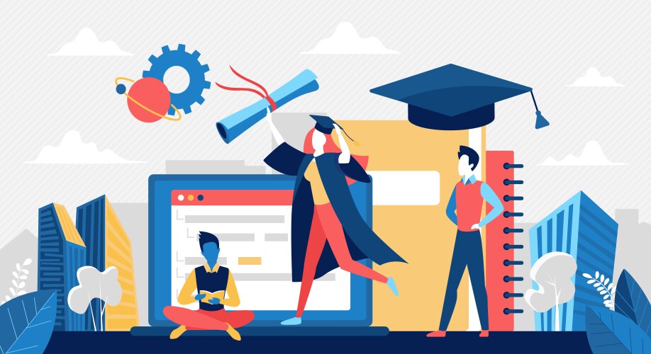 graduate school or course online education vector image