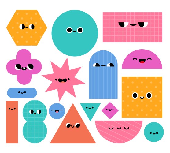 Geometric shapes characters basic abstract vector image