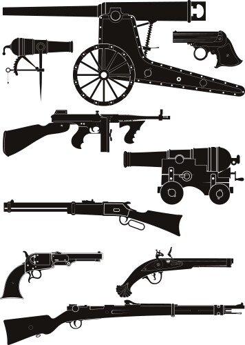 silhouettes of classic firearms vector image