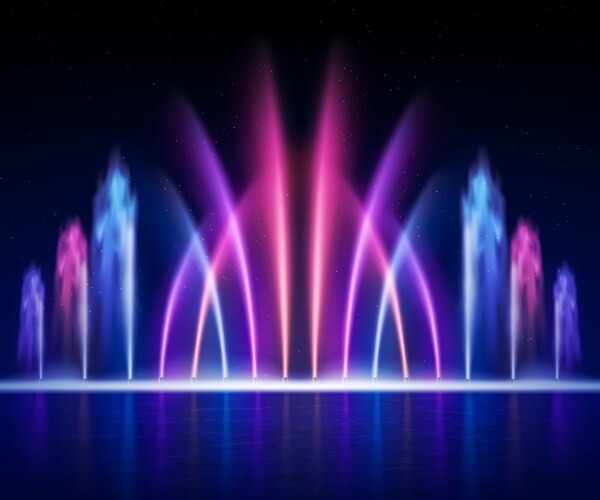 Fountain night realistic image vector image