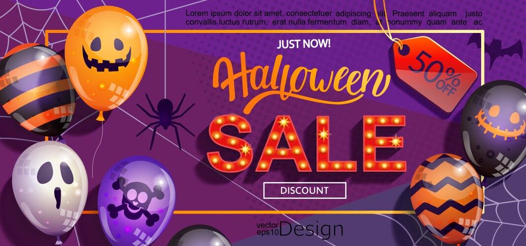 Sale banner for halloween vector image