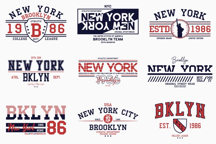 set brooklyn new york slogan prints vector image