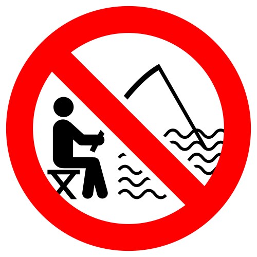 no fishing forbidden sign modern round sticker vector image