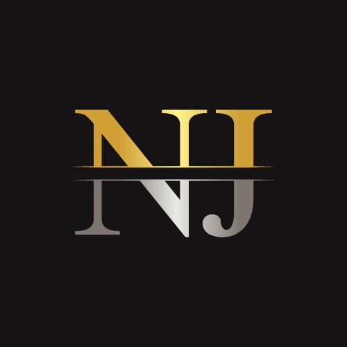 Initial monogram letter nj logo design template vector image