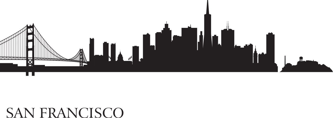 San francisco city skyline silhouette background vector image