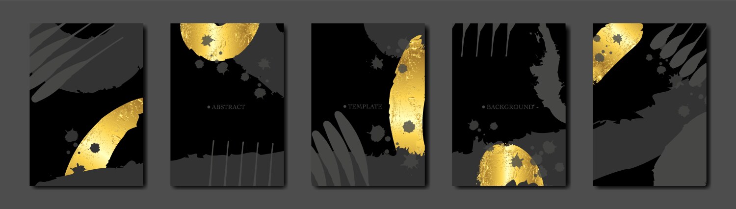 black and gold design templates set for brochures vector image