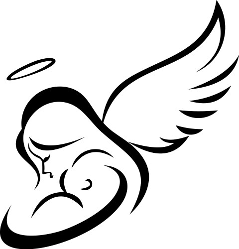 Mother with angel wing holds a small child in her vector image