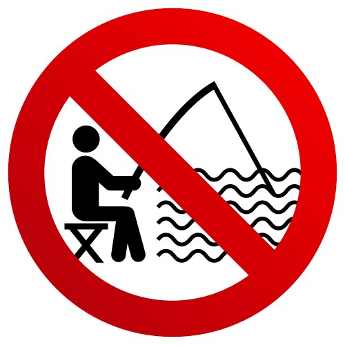 No fishing forbidden sign modern round sticker vector image