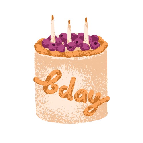 Birthday cake with festive candles and berries vector image