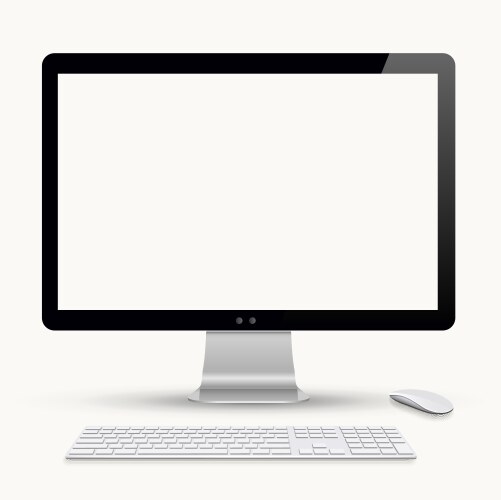 Modern monitor with keyboard and computer mouse vector image