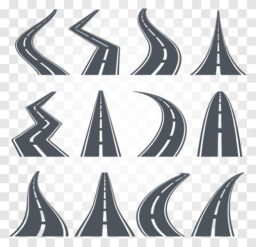 roads set highway vector image