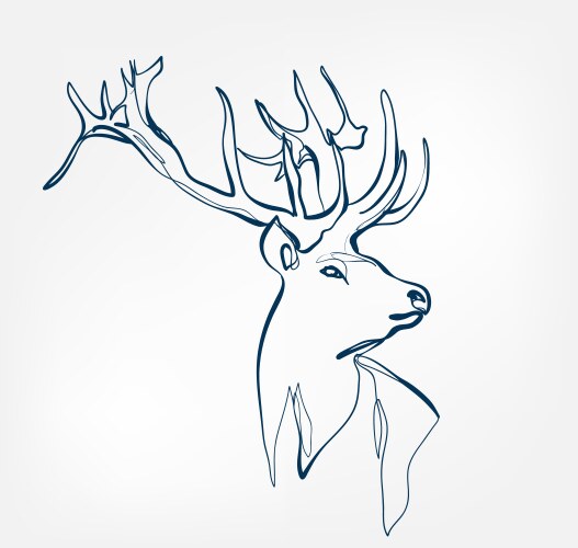 Deer animal wild one line design vector image