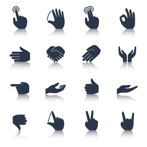 Hand icons black vector image