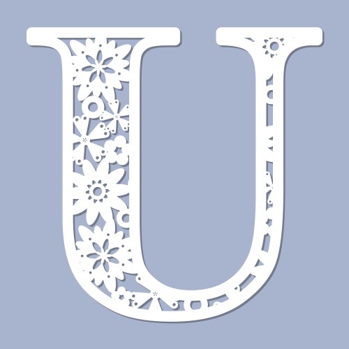 Laser cutting pattern letter u vector image