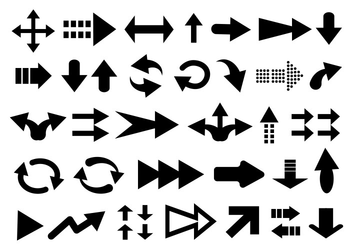 Set of arrow shapes isolated on white vector image