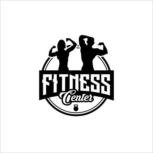 Fitness club designs with exercising athletic man vector image