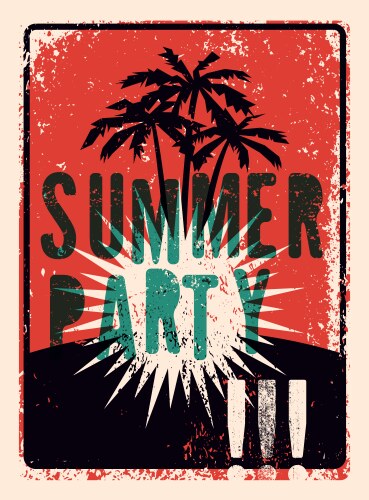 Typographic summer party grunge retro poster vector image