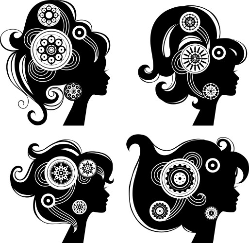 Beautiful women silhouettes vector image