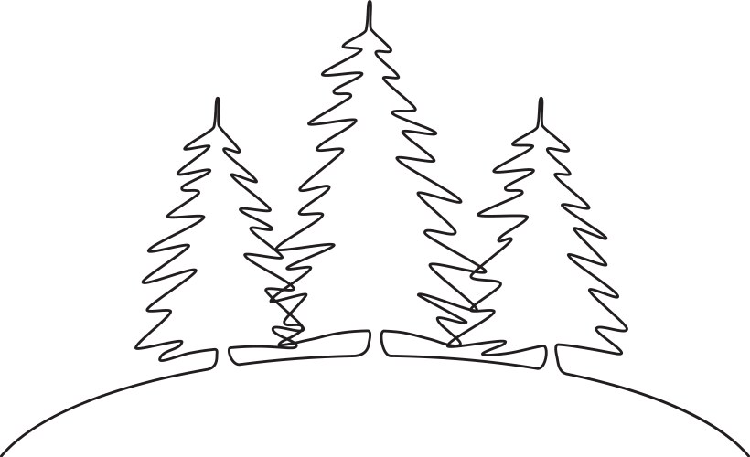 forest fir trees thin line vector image