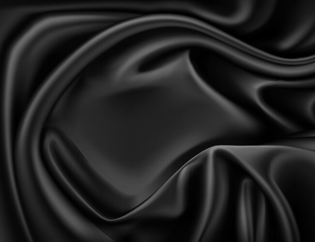 Luxury realistic black silk satin textile vector image