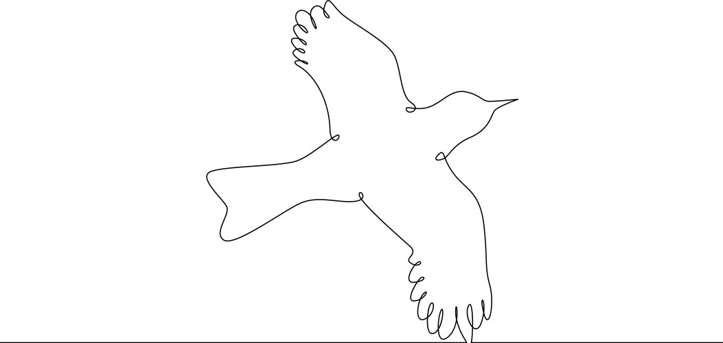 Continuous line drawing bird flying vector image