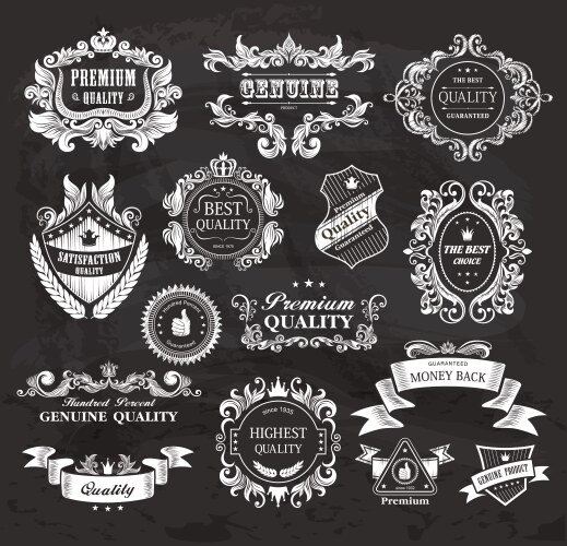 vintage frames and ribbons vector image