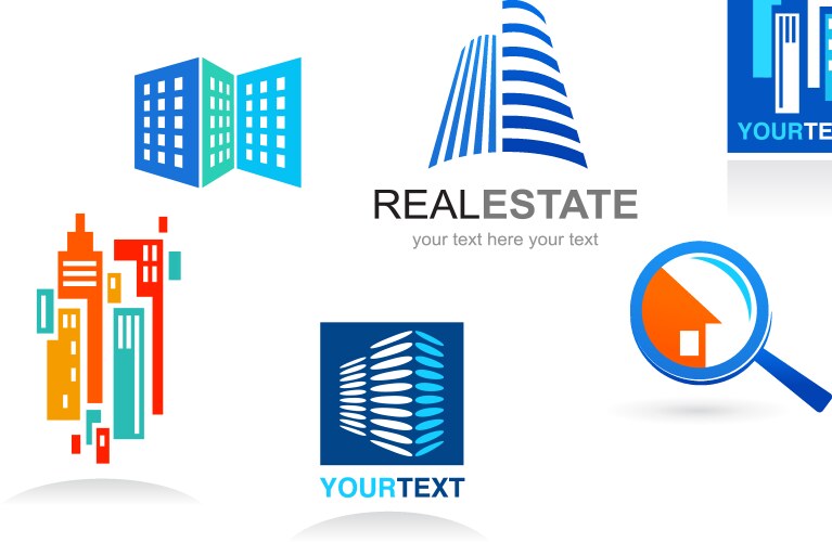 Collection of real estate icons and elements vector image