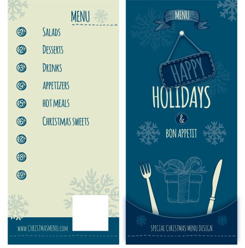 happy holiday christmas menu vector image