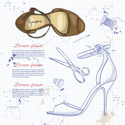 Fashion sketch womens shoes vector image