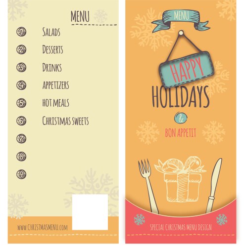 happy holiday christmas menu vector image