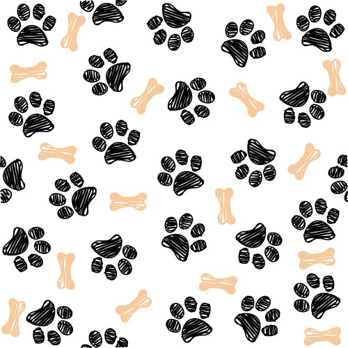 Background with dog paw print and bone vector image