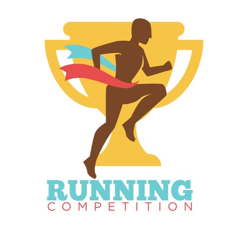 Running competition man on background of golden vector image