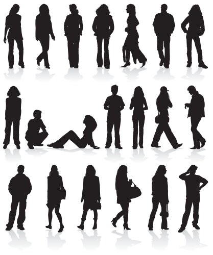 Set silhouettes man and women vector image