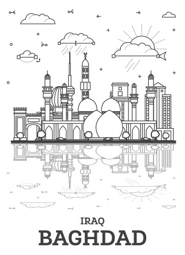 outline baghdad iraq city skyline with historic vector image