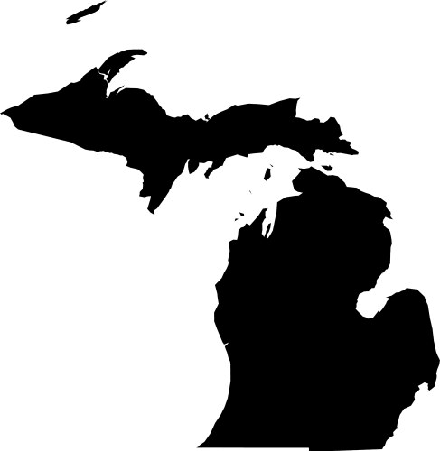 Michigan state of usa - solid black silhouette vector image