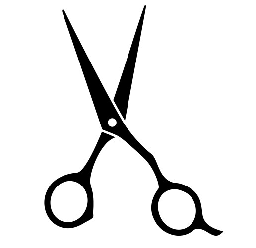 Open barbershop scissors silhouette icon on white vector image