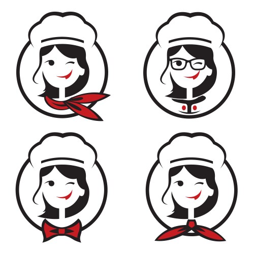 Chef woman set vector image