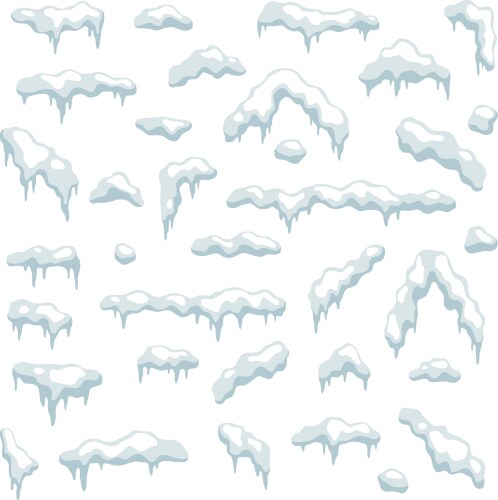 Caps snow snowy elements snowdrifts vector image