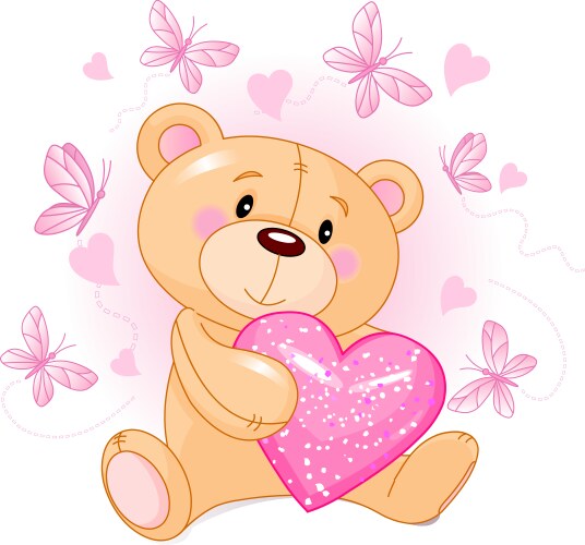 Teddy bear with love heart vector image