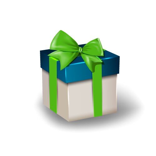 Blue cap gift box with green bow vector image