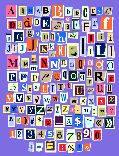 Alphabet collage abc alphabetical font vector image