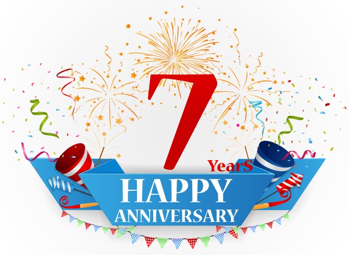 happy anniversary celebration with fireworks vector image